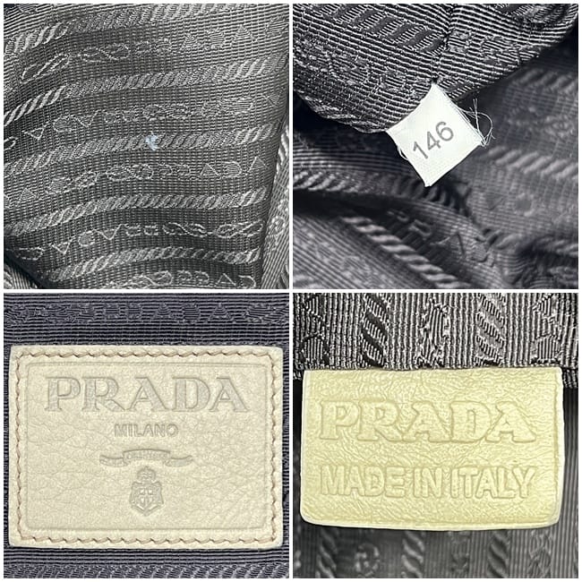 プラダ トートバッグ ベージュ 美品 レザー 中古 146 PRADA 革バッグ