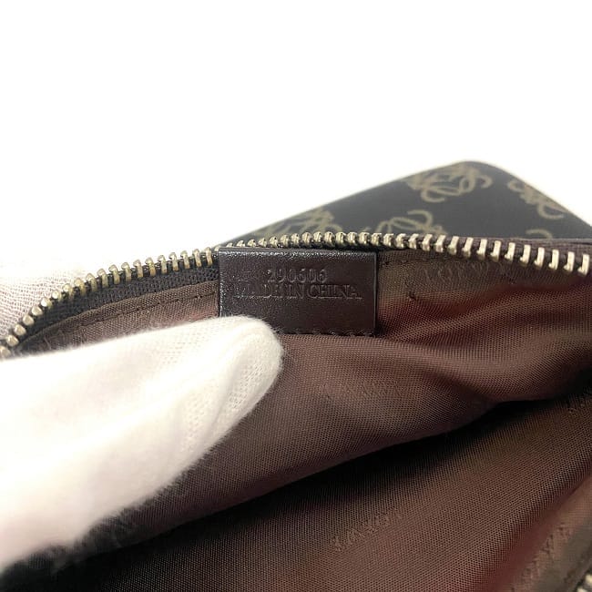 ロエベ ポーチ ダークブラウン ブラック アナグラム 290606 小物