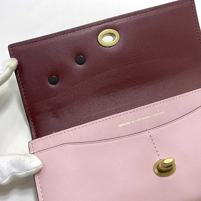 コーチ 二つ折り 長財布 ピンク ブラック ゴールド 12134 美品