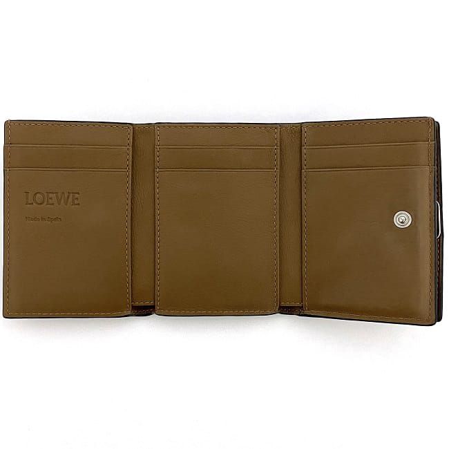 ロエベ 三つ折り 財布 トライフォールド ウォレット ブラウン