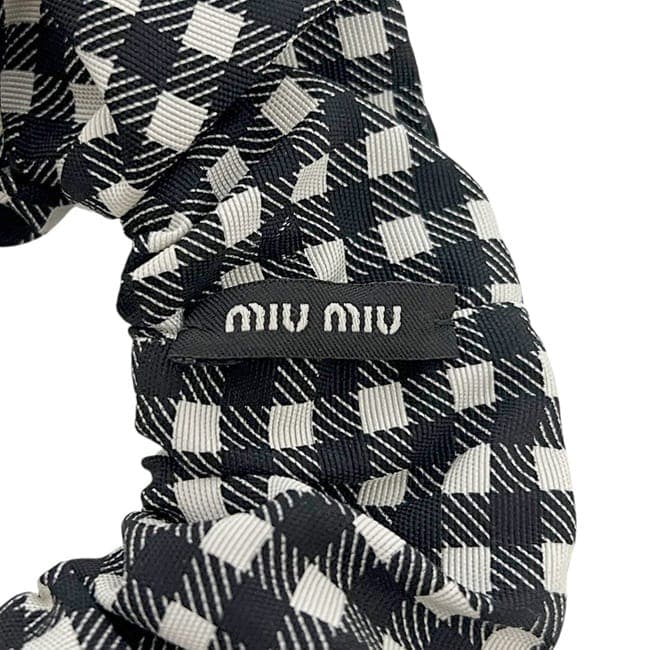 ミュウミュウ MIUMIU チェック ロゴ ヘアアクセサリー ヘアゴム