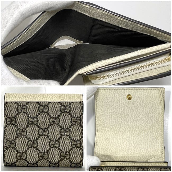 グッチ 二つ折り 財布 ec-23591 ベージュ ホワイト マーモント 598587