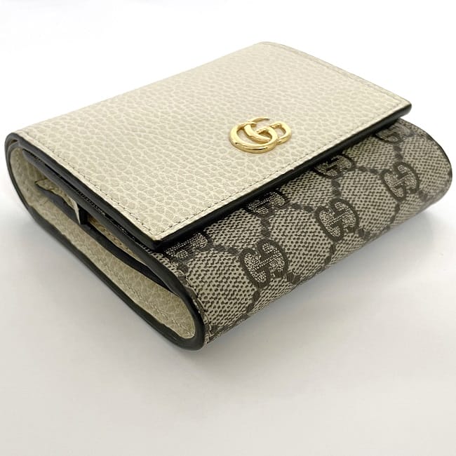 グッチ 二つ折り 財布 ec-23591 ベージュ ホワイト マーモント 598587