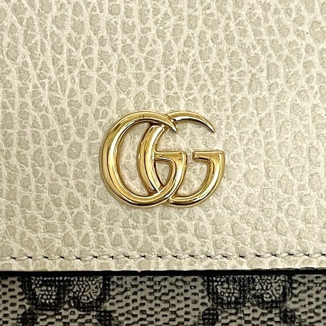 グッチ 二つ折り 財布 ec-23591 ベージュ ホワイト マーモント 598587