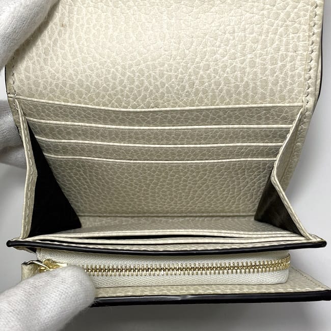 グッチ 二つ折り 財布 ec-23591 ベージュ ホワイト マーモント 598587