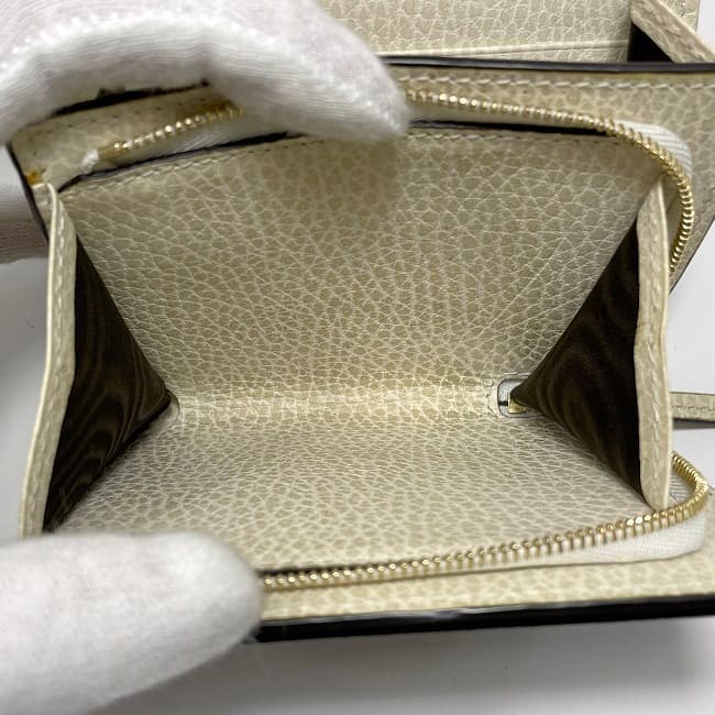 グッチ 二つ折り 財布 ec-23591 ベージュ ホワイト マーモント 598587