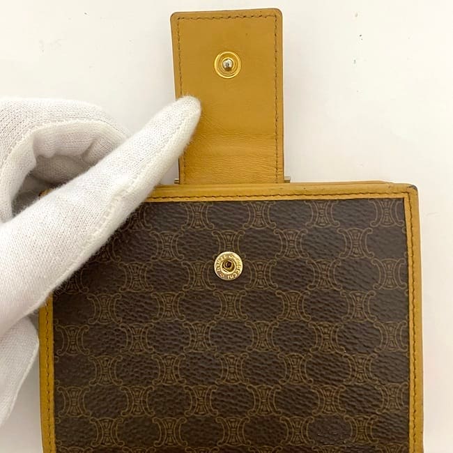 セリーヌ 二つ折り がま口 財布 ec-22717 ブラウン キャメル マカダム