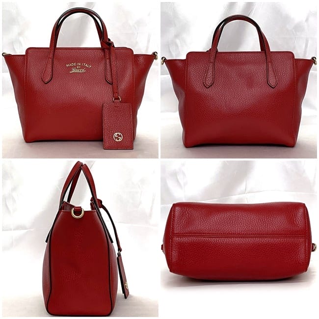 グッチ 2way バッグ f-23319 レッド 368827 美品 レザー 中古 498879