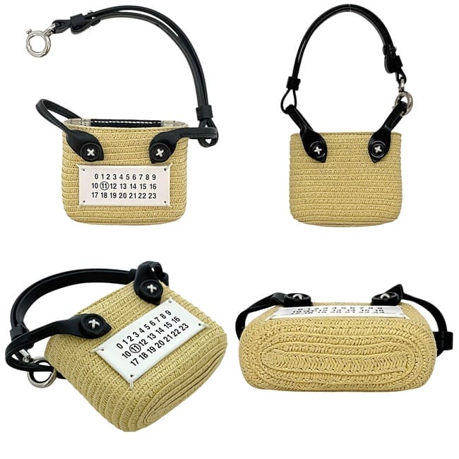 メゾン マルジェラ ミニ カゴ チャーム ec-23806 ベージュ ブラック