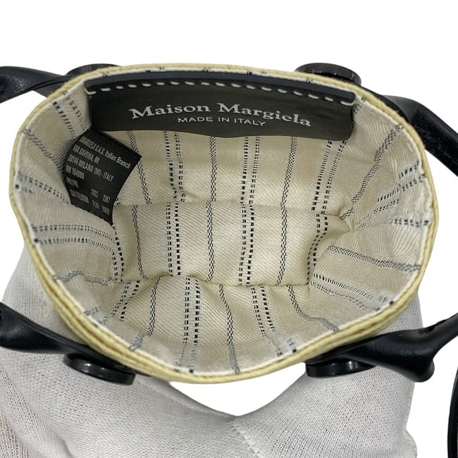 メゾン マルジェラ ミニ カゴ チャーム ec-23806 ベージュ ブラック