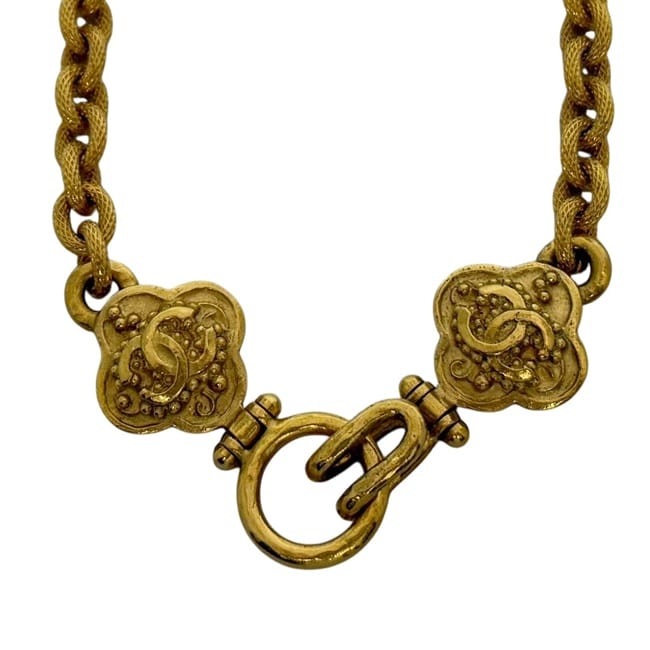 シャネル ネックレス ゴールド ブラック ココマーク 美品 GP 中古 06 A