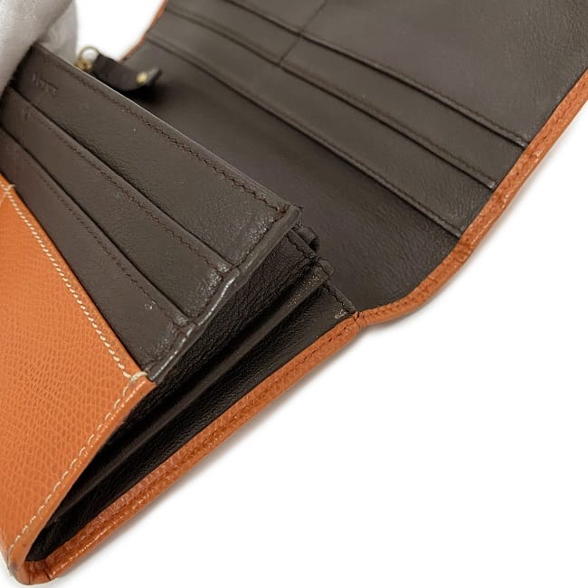 ロエベ 二つ折り 長財布 オレンジ アナグラム 財布 グレイン レザー