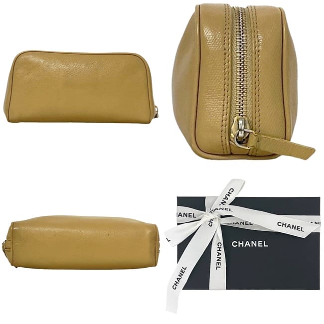 シャネル ポーチ f-24176 ベージュ ココボタン A20913 美品 小物入れ  