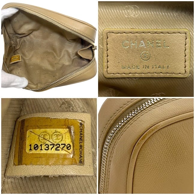 シャネル ポーチ f-24176 ベージュ ココボタン A20913 美品 小物入れ  
