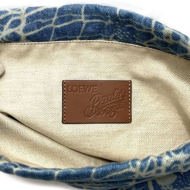 未使用　LOEWE ロエベ 小物入れ ライトブルー マルチカラー 巾着ポーチ ロエベ 巾着 ポーチ ドローストリング ec-21556 ライトブルー