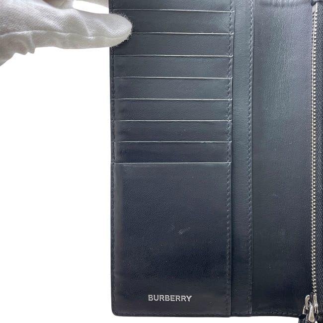 バーバリー 二つ折り 長財布 ec-23893 ブラック ホワイト 美品 財布