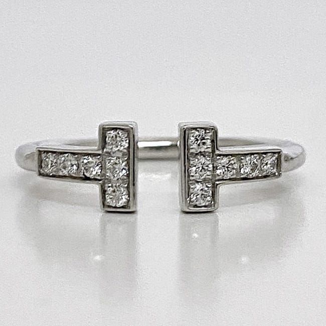 ティファニー Tワイヤー ダイヤ リング ホワイトゴールド WG f-20643