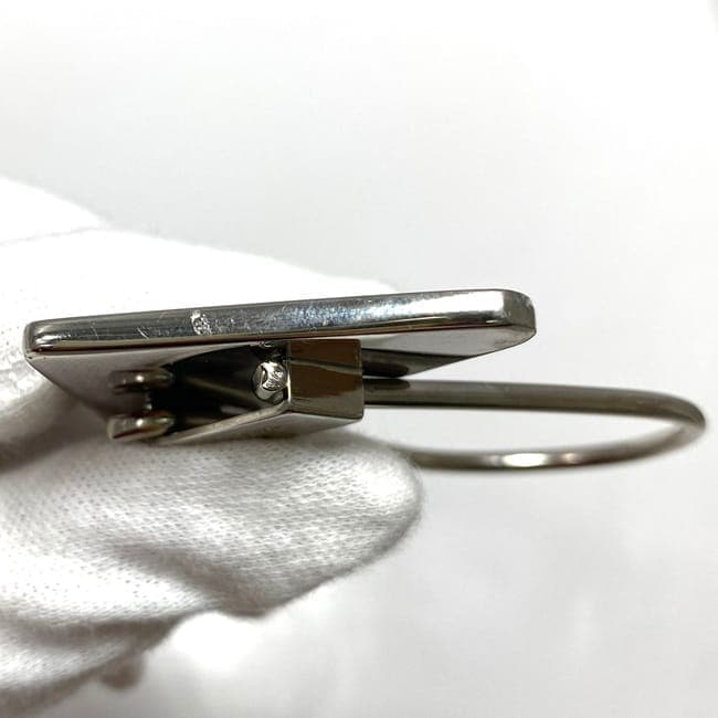 プラダ キーリング ec-23436 シルバー グレー M713 美品 メタル 中古