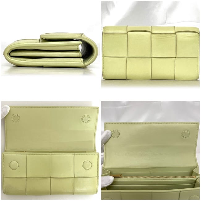 ボッテガヴェネタ 二つ折り 長財布 ec-23552 ライトイエロー カセット