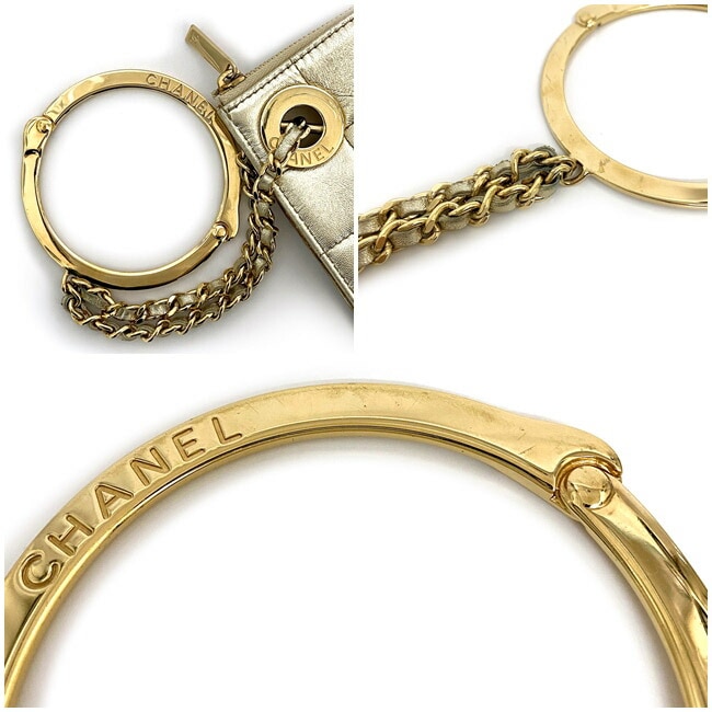 シャネル クラッチバッグ ゴールド チョコバー 美品 レザー ラムスキン