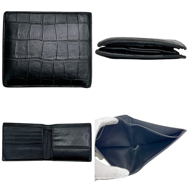 未使用美品 バレンシアガ 二つ折り財布 クロコ型押し メンズ 付属品付き バレンシアガ 二つ折り 財布 ブラック 黒 594315 1000 0 203437 クロコ