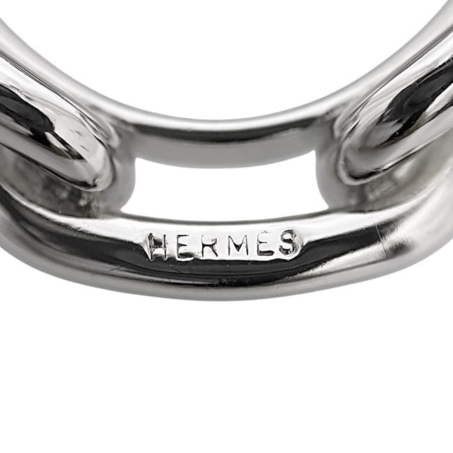 エルメス スカーフリング シルバー シェーヌダンクル 美品 メタル 中古