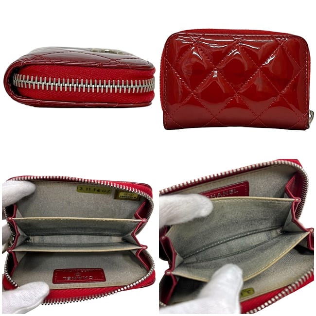 激レア❤️CHANEL❤️ヴィンテージ❤️ミニ財布❤️小銭入れ　レッド シャネル コインケース レッド ブリリアント 小銭入れ パテント 中古