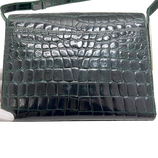グッチ セミショルダーバッグ グリーン 緑 美品 クロコダイル リアル