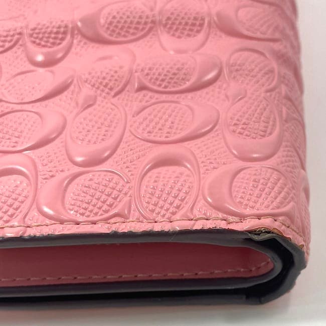 コーチ　ピンク レザー 二つ折り財布 コーチ COACH 財布 レディース 二つ折り財布 ロゴ ピンク レザー