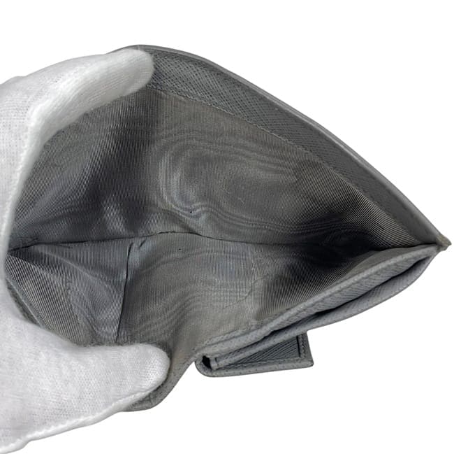 プラダ 二つ折り 財布 グレー 1MV204 美品 サフィアーノ レザー 中古