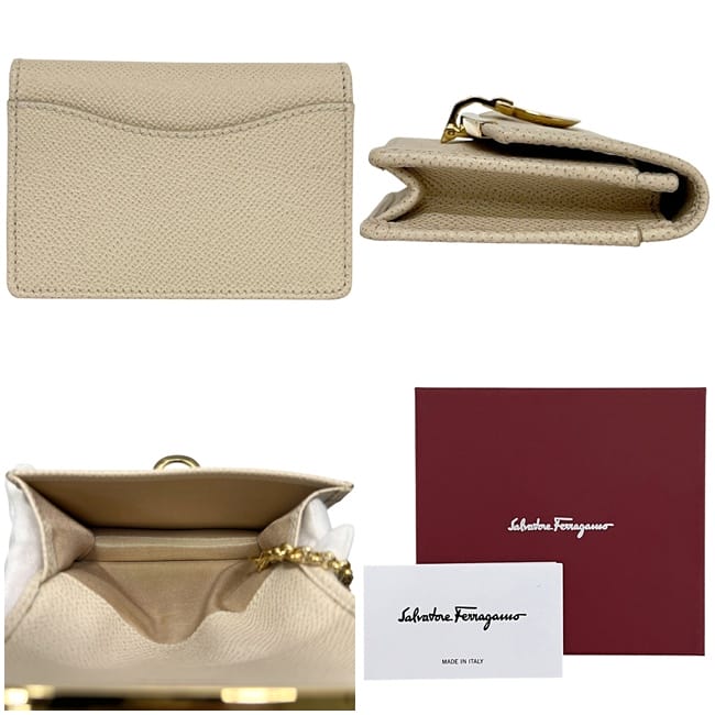 サルヴァトーレ フェラガモ カードケース ベージュ ガンチーニ 22-D198