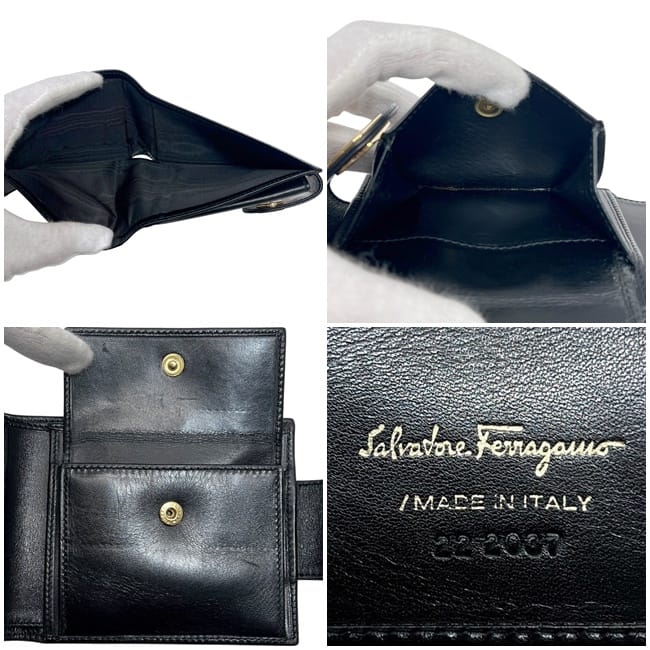 【新品未使用】フェラガモ☆財布☆ガンチーニレザー☆ブラック　折り財布　プレゼント 楽天市場】フェラガモ 財布 メンズ FERRAGAMO 二つ折り財布 ガンチーニ