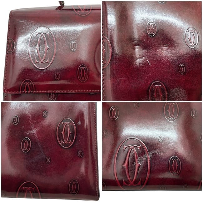 カルティエ ハンドバッグ ボルドー ハッピーバースデー L1000247 美品