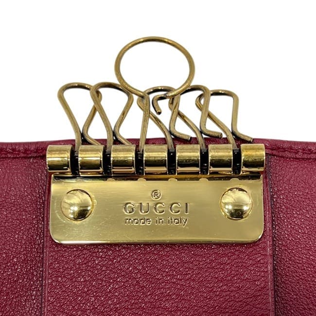 グッチ 6連 キーケース ボルドー レッド バンブー ビー GGマーモント