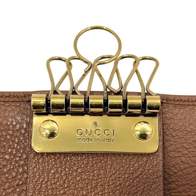 グッチ 6連 キーケース ブラウン バンブー ビー GGマーモント 658636