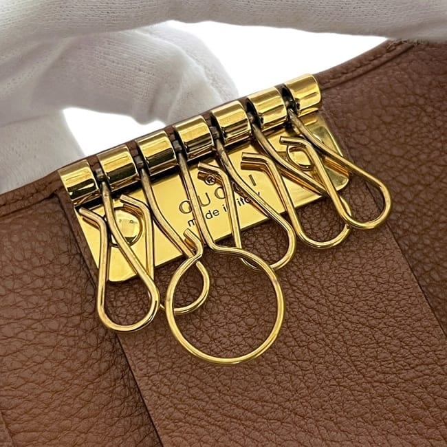 グッチ 6連 キーケース ブラウン バンブー ビー GGマーモント 658636