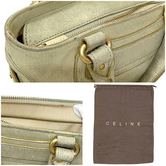 【CELINE】ハンドバッグ　ブギーバッグ　シルバー金具　ロゴ刻印 プレート CELINE】ハンドバッグ ブギーバッグ シルバー金具 ロゴ刻印