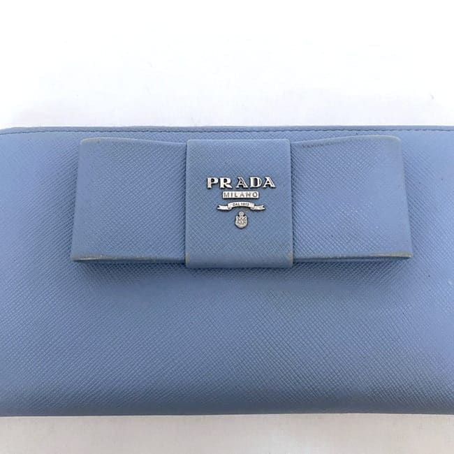 プラダ ラウンドファスナー 長財布 ec-21984 ライトブルー 1M0506 財布