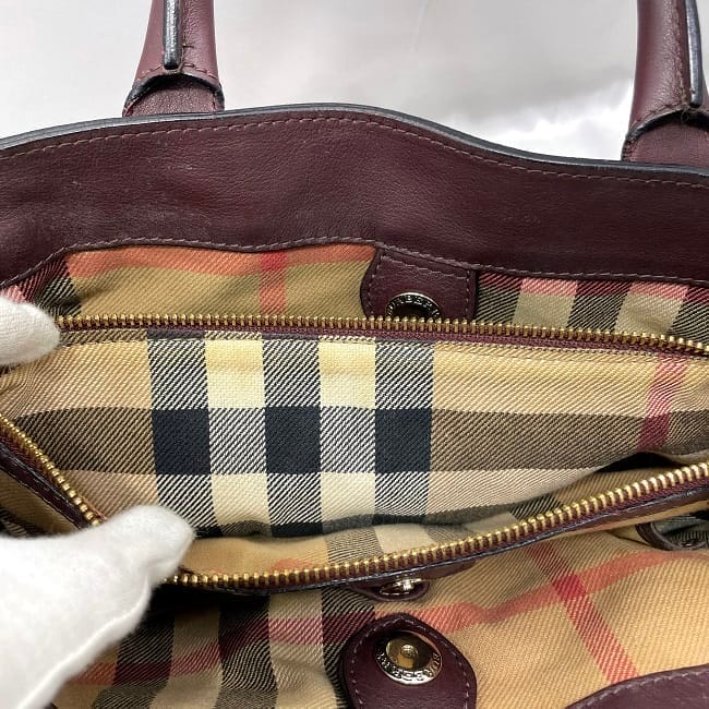 ハンドバッグ Burberry HAND BAG (8099407 B8626) バーバリー 2way バッグ ec-23486 ボルドー ベージュ チェック