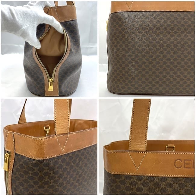 セリーヌ Cマカダム スエード レザー ハンドバッグ トートバック ブラウン 本物のヴィンテージ セリーヌ バッグ | CELINE マカダムブラウン