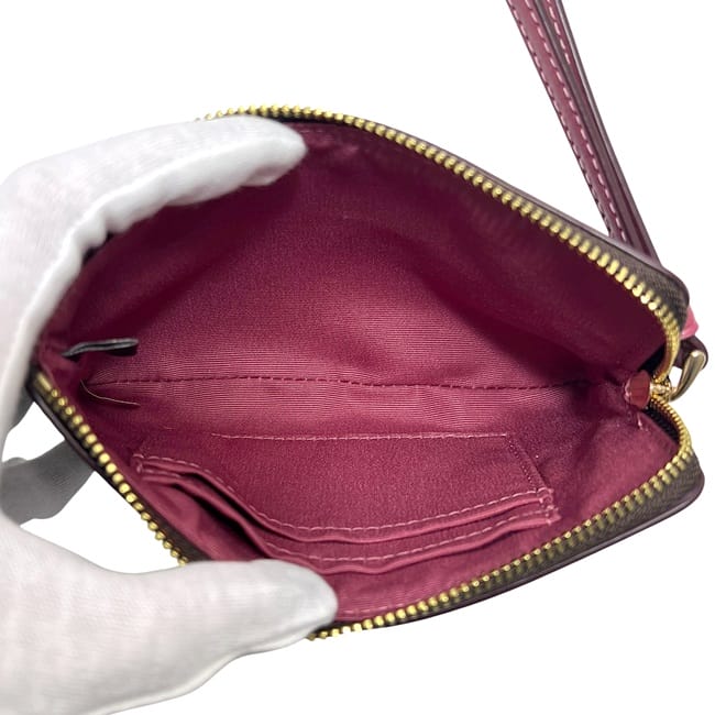 コーチ ポーチ ブラウン ピンク シグネチャー ホースアンドスレイ