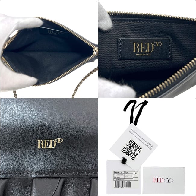RED VALENTINO ブラック チェーンショルダーバッグ クラッチ レッド ヴァレンティノ フリンジ チェーン ショルダーバッグ ブラック
