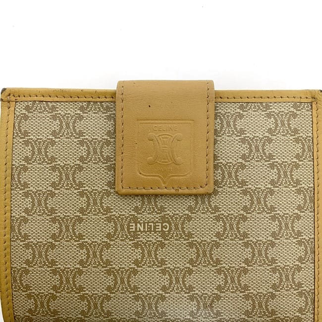 【美品】カルネ　SR セリーヌ 二つ折り がまぐち 財布 ec-22515 ベージュ イエロー