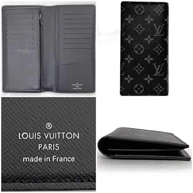 ルイ ヴィトン 二つ折り 長財布 ポルトフォイユ ブラザ f-22778 ブラック グレー モノグラム エクリプス M61697 財布 美品 モノグラムキャンバス 中古 ICタグ反応有 LOUIS VUITTON ロゴ 黒 シンプル 折り財布 縦 小銭入れ有 メンズ ブランド 本物 鑑定済み ルイ ヴィトン 二つ折り 長財布 ポルトフォイユ ブラザ f-22778