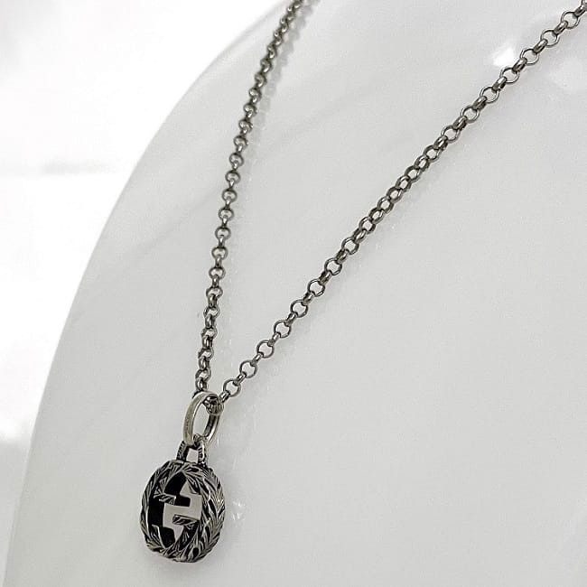 美品　GUCCI ネックレス グッチ ネックレス ec-24101 シルバー インターロッキング 美品