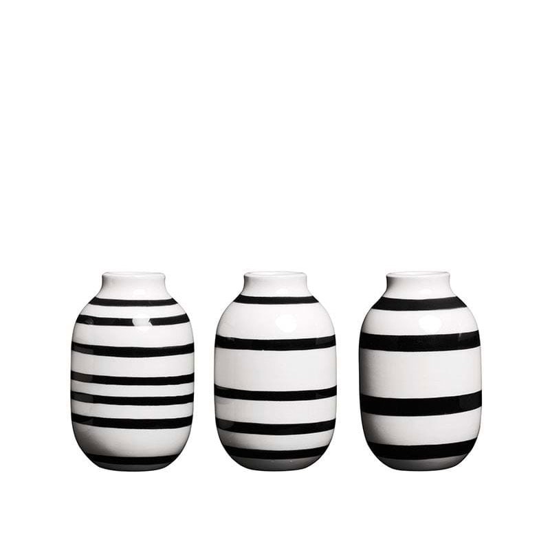 限定品 Kähler Omaggio 花瓶 3個セット Omaggio(オマジオ)ミニベース3個セット H=8.5cm ブラック 花瓶