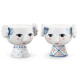 【23日入荷】ビヨン・ヴィンブラッド Bjorn Wiinblad EVA Tealight holder(エバ・ティーライトホルダー）2個セット ブルー×ローズ H6cm 北欧デンマーク 56589