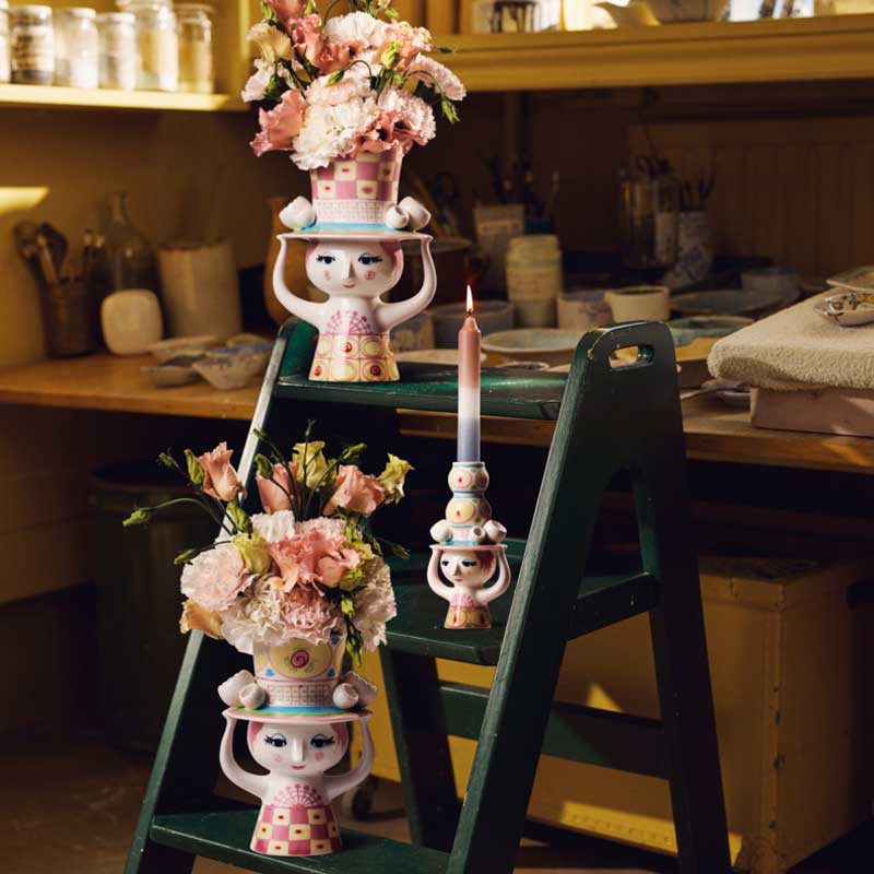 LADY WITH HAT VASE H20cm �ԥ󥯡ߥ������� �ӥ�󡦥�����֥�å� Bjorn Wiinblad �̲��ǥ�ޡ��� 56567
