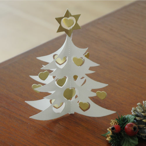 ���ꥹ�ޥ���ӡ���/�ϡ��ȤΥ��ꥹ�ޥ��ĥ꡼White tree w hearts dobule 18cm Livingly(��ӥ󥰥꡼��