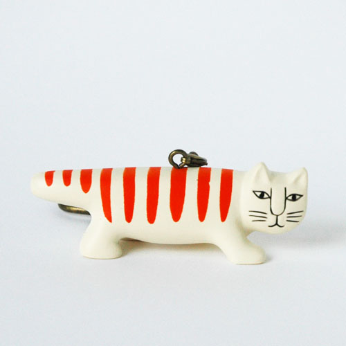 リサラーソン・ミニアニマルシリーズ・キーホルダー・ネコ（しま模様 
